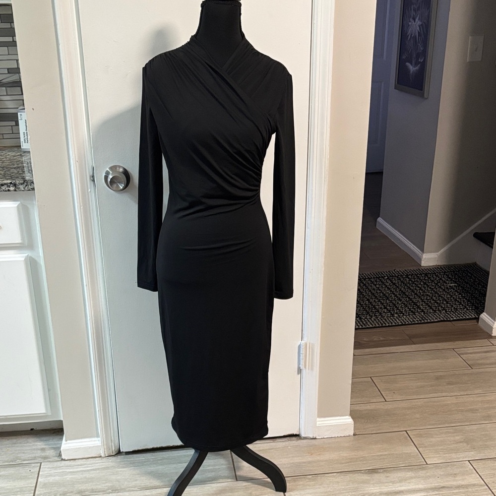 H&M Black Asymmetrical Long Sleeve Dress